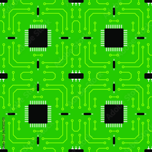 electronic circuit board. seamless pattern