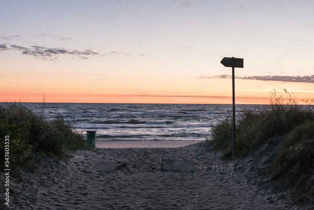 Hel penisulaun sunrise in Jastarnia at Baltic Sea