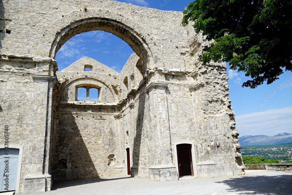 Ruin of a huge church Cerkvina in Croatian town of Kastav