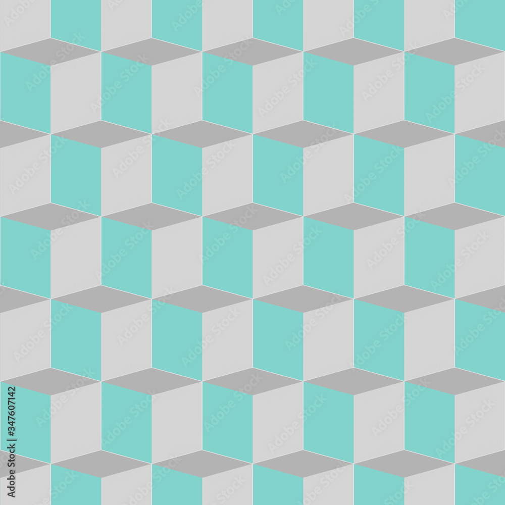 abstract colourful blue mosaic pattern cube patches background texture 2d illustration
