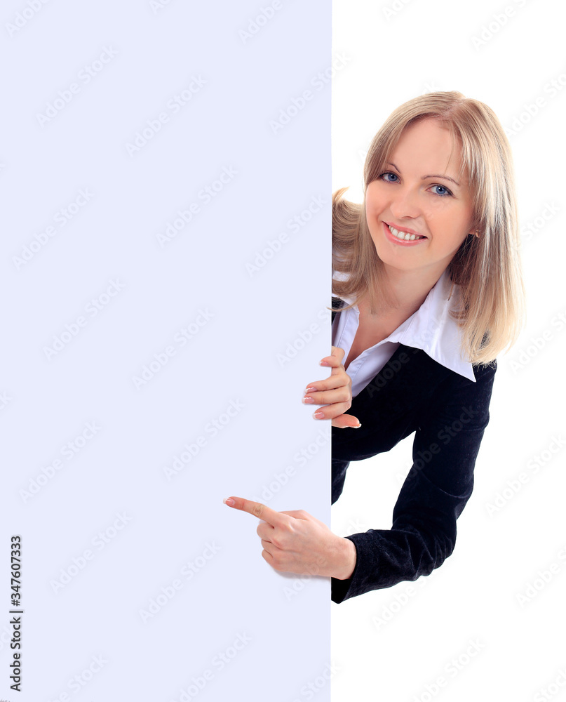 Surpriced woman holding sign - Portrait of a beautiful woman holding a blank billboard. Surpriced woman holding sign - Portrait of a beautiful woman holding a blank billboard.
