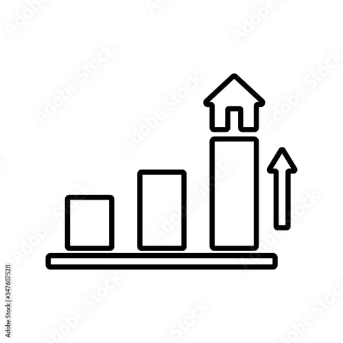 Real state prices increase. Rental property growth icon. Flat icon design.