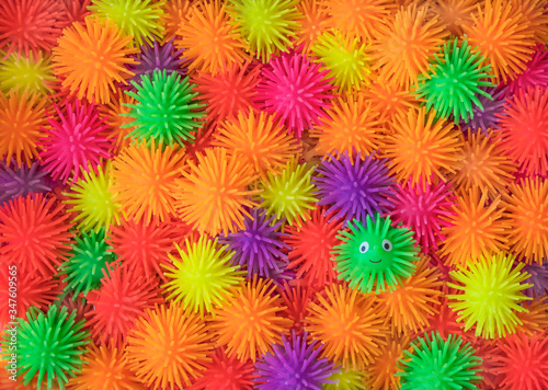 Beautiful multi-colored hairy rubber toys