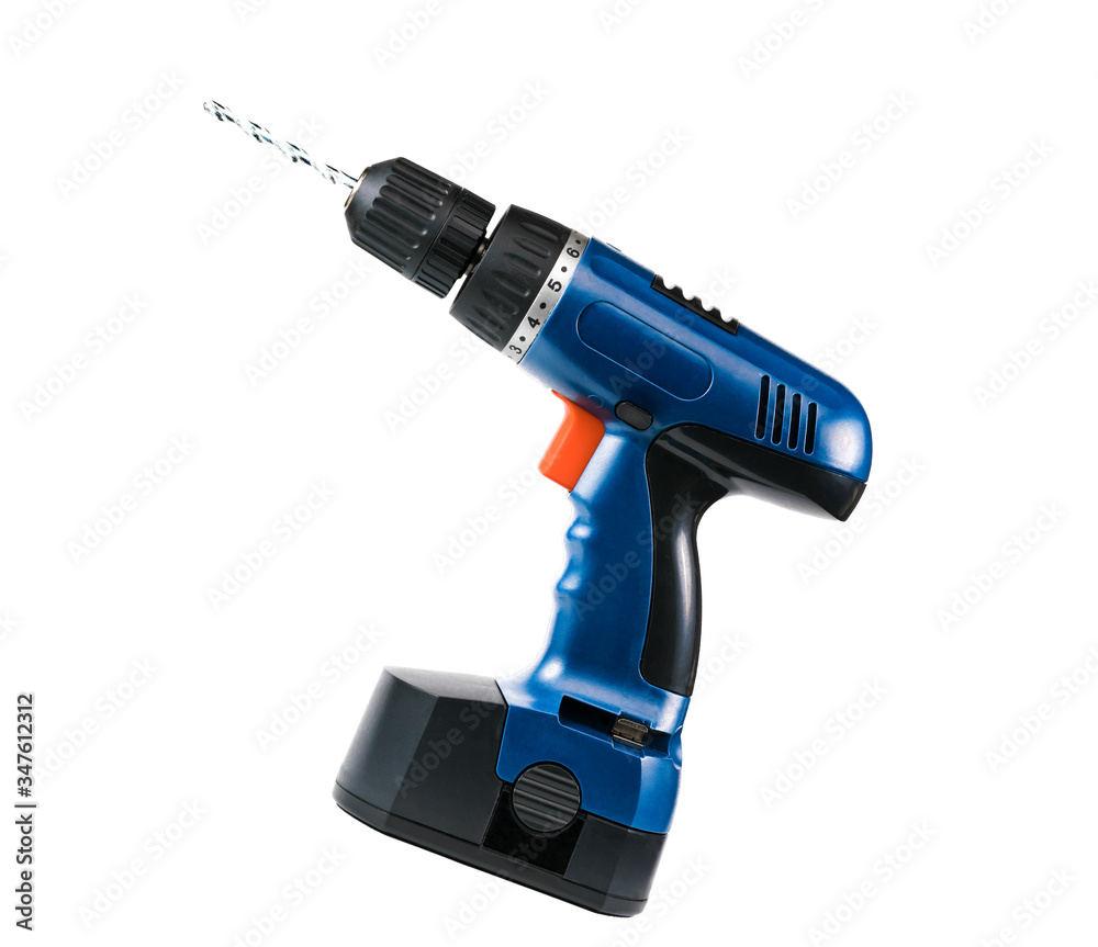 A cordless power drill isolated on white background