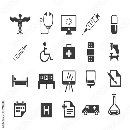 Set of Medical icon symbols flat design. Healthcare concept