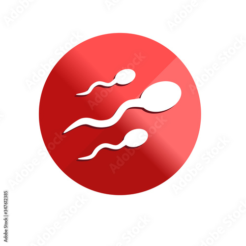 sperm icon flat design on red circle. Healthcare and Medical concept