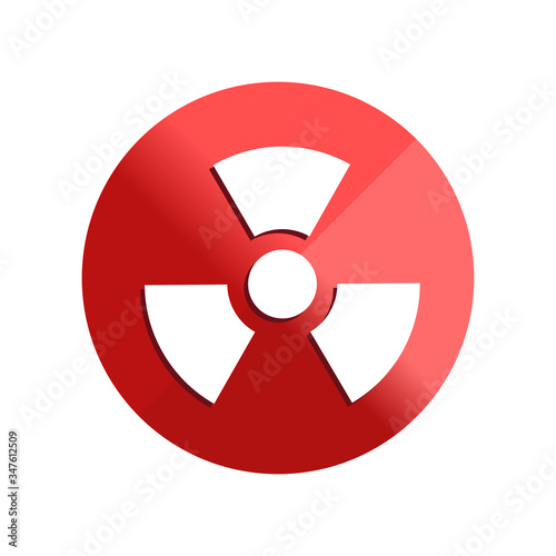Radiation or Biohazard icon flat design on red circle. Healthcare and Medical concept