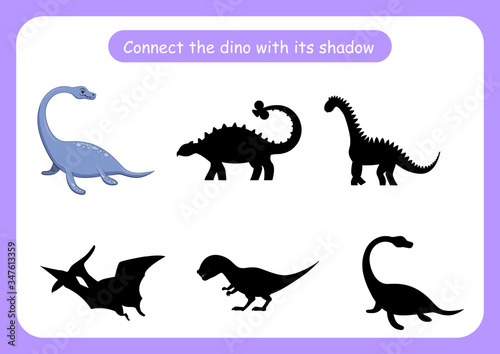 Worksheet connect the dinosaur with its shadow.