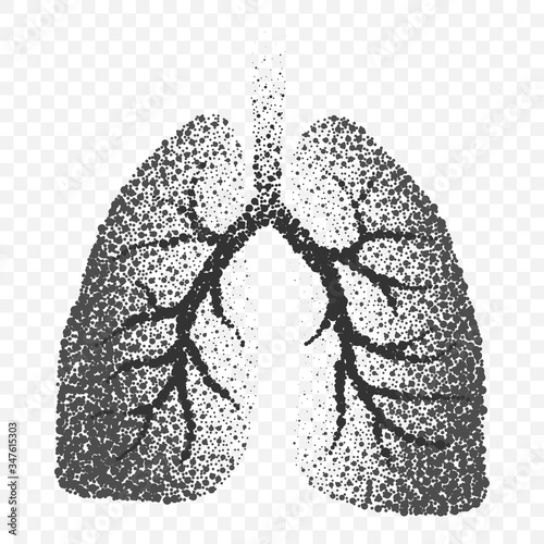 Unhealthy lungs dotted silhouete