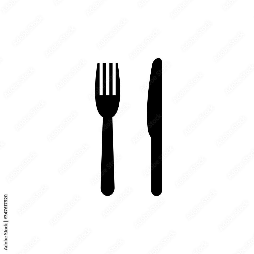 Fork and knife icon, logo isolated on white background Fork and knife icon, logo isolated on white background