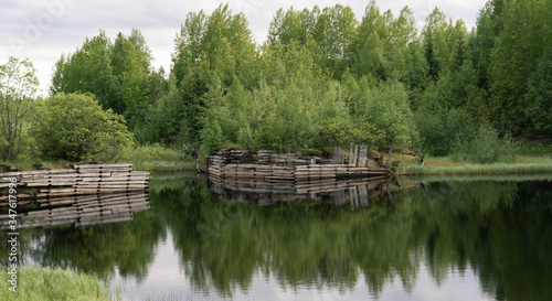old wooden dam