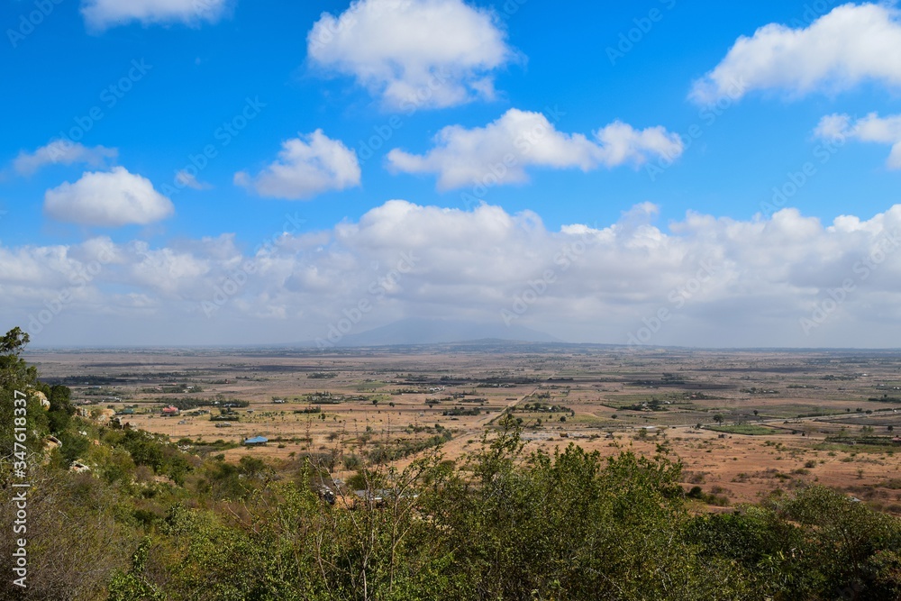 Scenic mountain landscapes against sky in rural Kenya