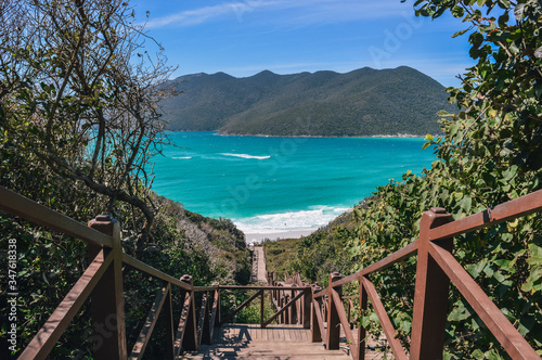 Fototapeta Naklejka Na Ścianę i Meble -  stairway access to Pontal do Atalaia, Prainhas, in Arraial do Cabo