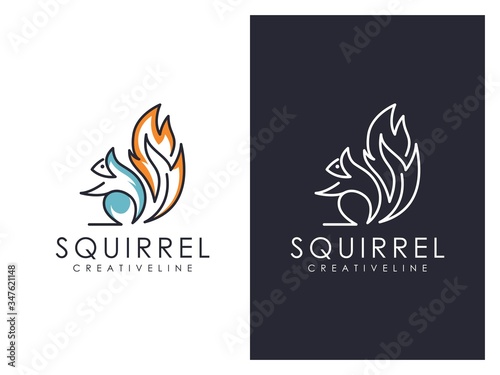 unique squirrel outline creative logo template 2 version