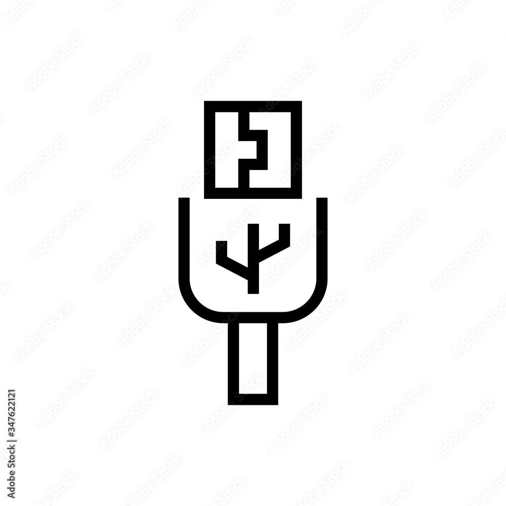 USB icon template in outline style on white background, Flash Drive symbol vector sign isolated on white background illustration for graphic and web design. USB icon template in outline style on white background, Flash Drive symbol vector sign isolated on white background illustration for graphic and web design.