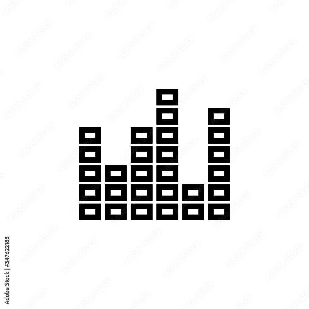 Music sound icon template in outline style on white background, Audio digital equalizer technology symbol vector sign isolated on white background illustration for graphic and web design Music sound icon template in outline style on white background, Audio digital equalizer technology symbol vector sign isolated on white background illustration for graphic and web design