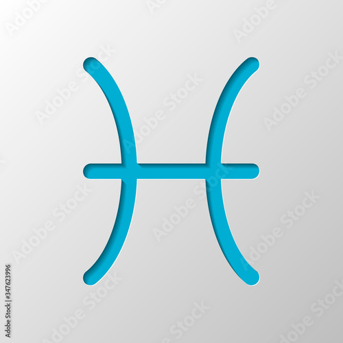 Astrological sign. Pisces simple icon. Paper design. Cutted symb