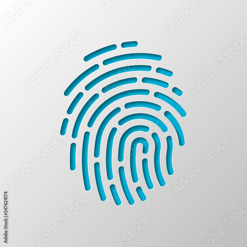 Fingerprint. Simple icon for logo or app. Paper design. Cutted s