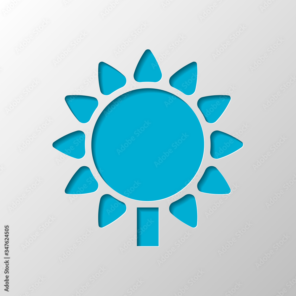 Sunflower, plant. Nature icon. Paper design. Cutted symbol with Sunflower, plant. Nature icon. Paper design. Cutted symbol with