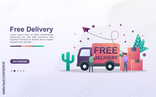 Landing page template of free delivery in gradient effect style