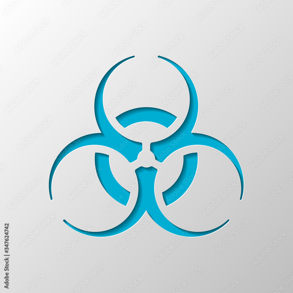 Bio hazard icon. Warning sign about virus or toxic. Paper design. Cutted symbol with shadow Bio hazard icon. Warning sign about virus or toxic. Paper design. Cutted symbol with shadow