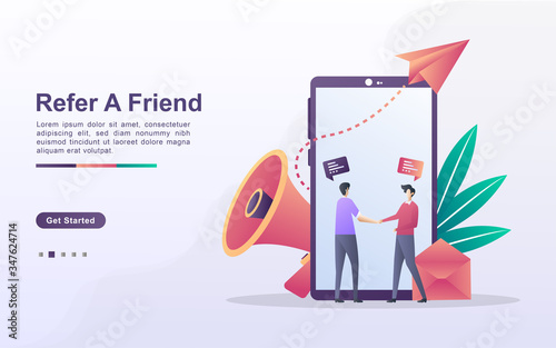 Landing page template of refer a friend in gradient effect style