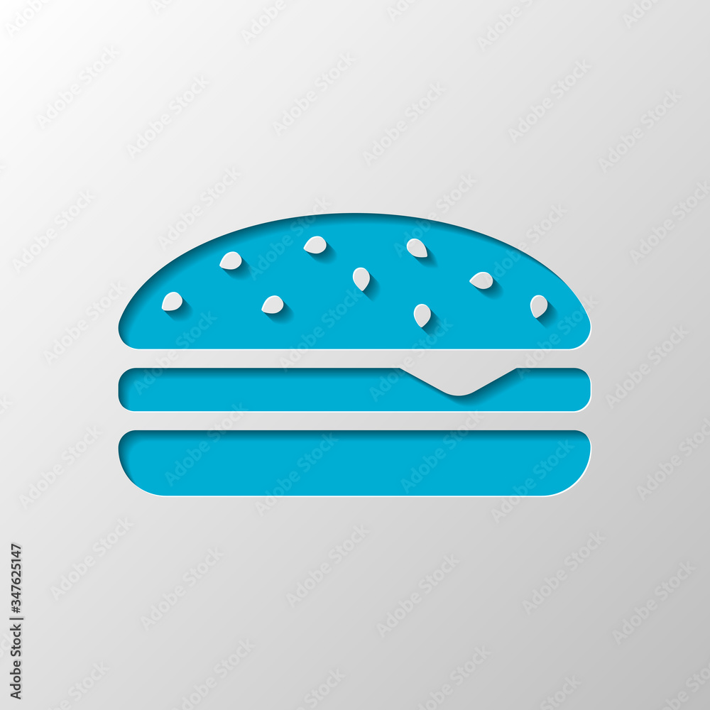 Hamburger icon. Fast food. Paper design. Cutted symbol with shadow Hamburger icon. Fast food. Paper design. Cutted symbol with shadow
