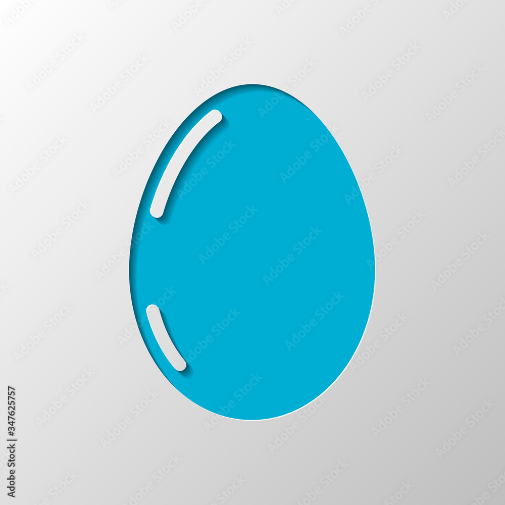 Simple icon of egg with reflection, sign of easter. Paper design. Cutted symbol with shadow Simple icon of egg with reflection, sign of easter. Paper design. Cutted symbol with shadow