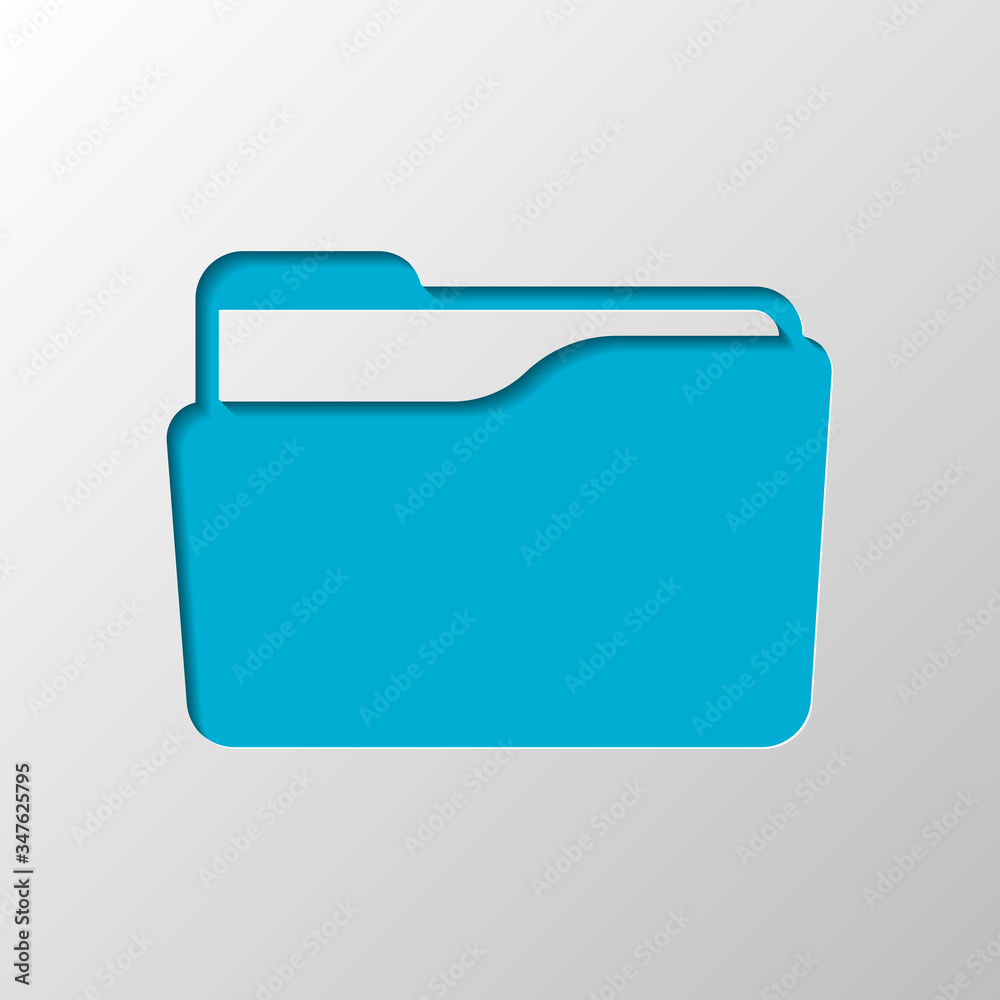 Folder of documents, portfolio with files, business icon. Paper design. Cutted symbol with shadow Folder of documents, portfolio with files, business icon. Paper design. Cutted symbol with shadow