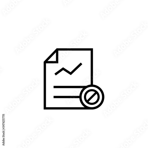 Report icon with not allowed sign in lineart style on white background, Report icon and block, forbidden, prohibit symbol