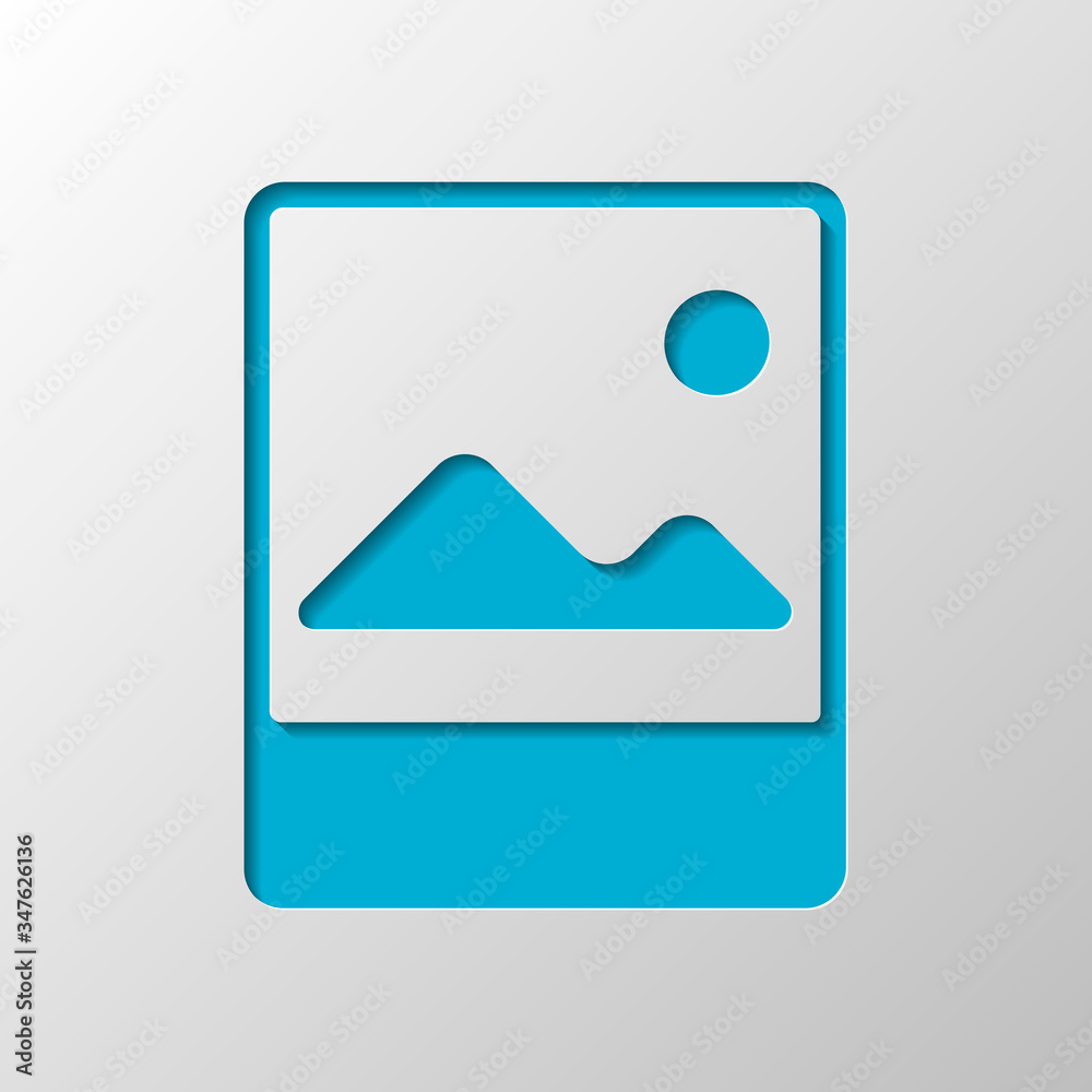 Photo, image file, album of pictures, simple icon. Paper design. Cutted symbol with shadow Photo, image file, album of pictures, simple icon. Paper design. Cutted symbol with shadow