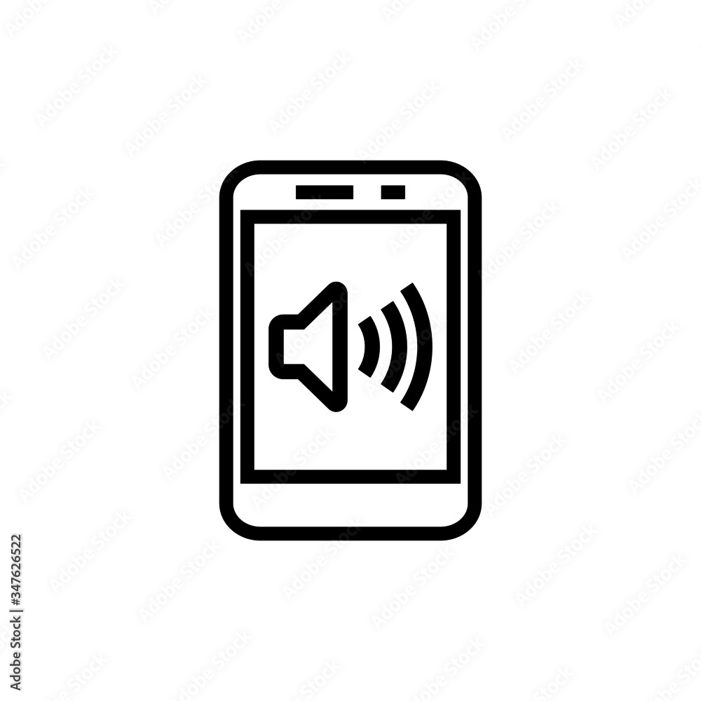 Smartphone icon in lineart style on white background, Mobile speakerphone Smartphone icon in lineart style on white background, Mobile speakerphone