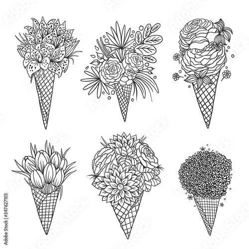 Flower Ice Cream Cone Contour Collection