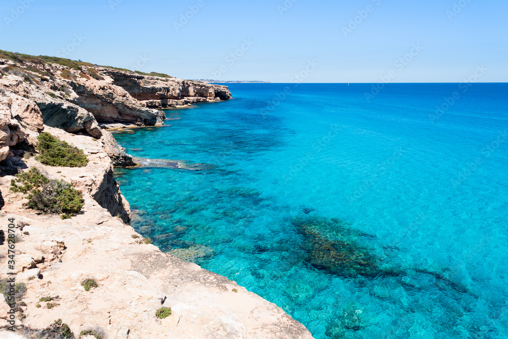 Sea landscape and blue sky, Caló des Mármols, Mallorca