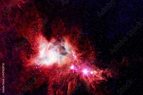 Fototapeta Naklejka Na Ścianę i Meble -  Red galaxy in deep space. Elements of this image were furnished by NASA.