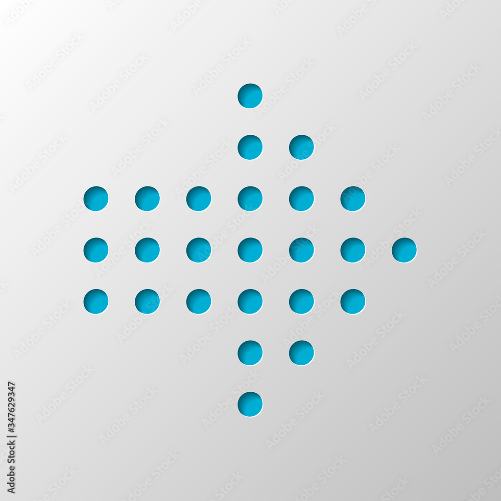 Dot arrow cursor, right direction. Paper design. Cutted symbol with shadow Dot arrow cursor, right direction. Paper design. Cutted symbol with shadow
