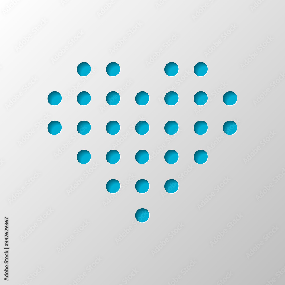 Dot heart, digital love symbol. Paper design. Cutted symbol with shadow Dot heart, digital love symbol. Paper design. Cutted symbol with shadow