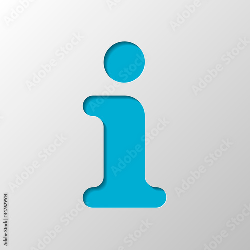 Information symbol, inform desk, i letter. Paper design. Cutted symbol with shadow