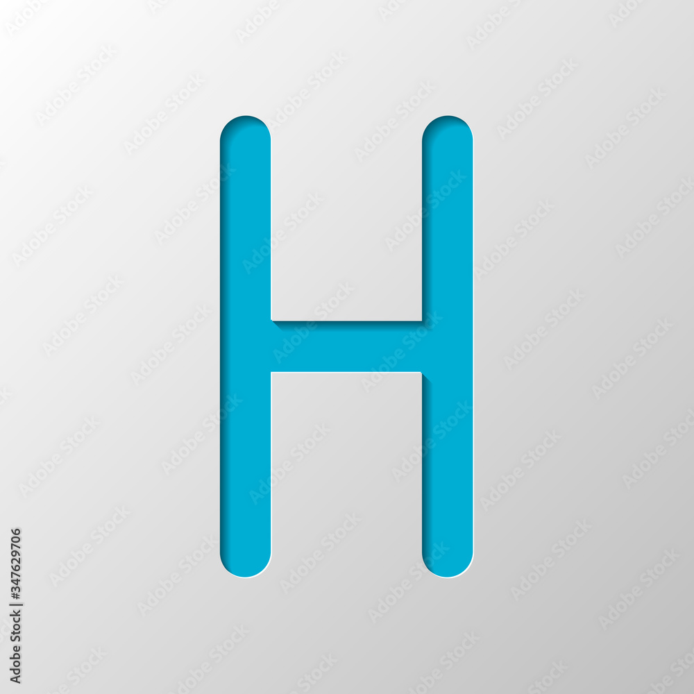 Letter H of alphabet, isolated outline symbol. Paper design. Cutted symbol with shadow Letter H of alphabet, isolated outline symbol. Paper design. Cutted symbol with shadow