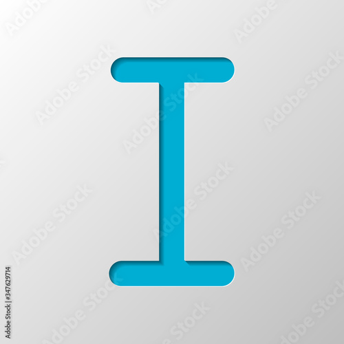 Letter I of alphabet, isolated outline symbol. Paper design. Cutted symbol with shadow © fokas.pokas