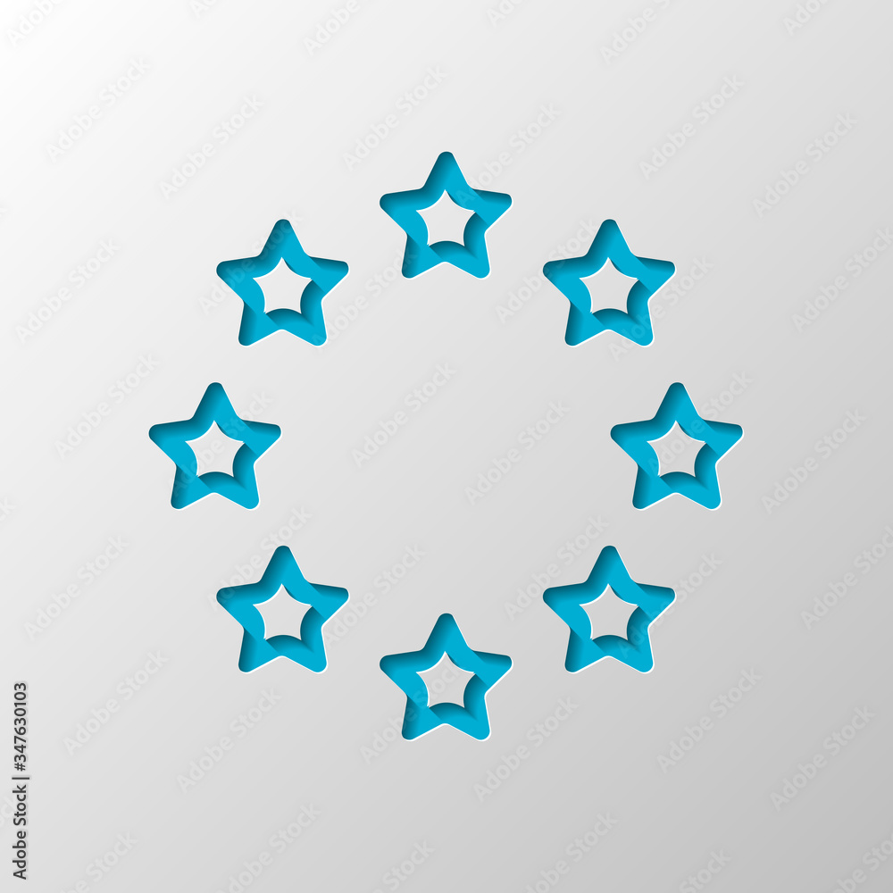 Stars circle, european union. Paper design. Cutted symbol with shadow Stars circle, european union. Paper design. Cutted symbol with shadow