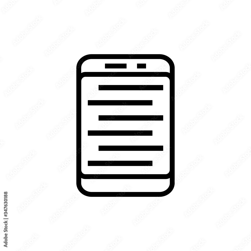Broken smartphone screen icon in outline style on white background, Mobile phone display repair outline vector icon, Symbol, logo illustration