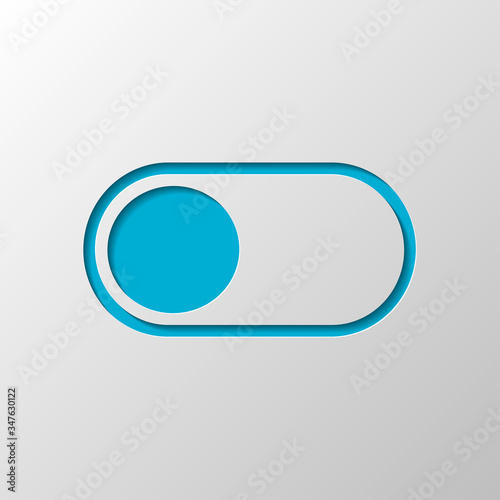 switch off, app slider. Paper design. Cutted symbol with shadow