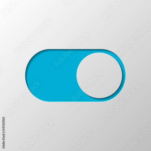 switch on, app slider. Paper design. Cutted symbol with shadow