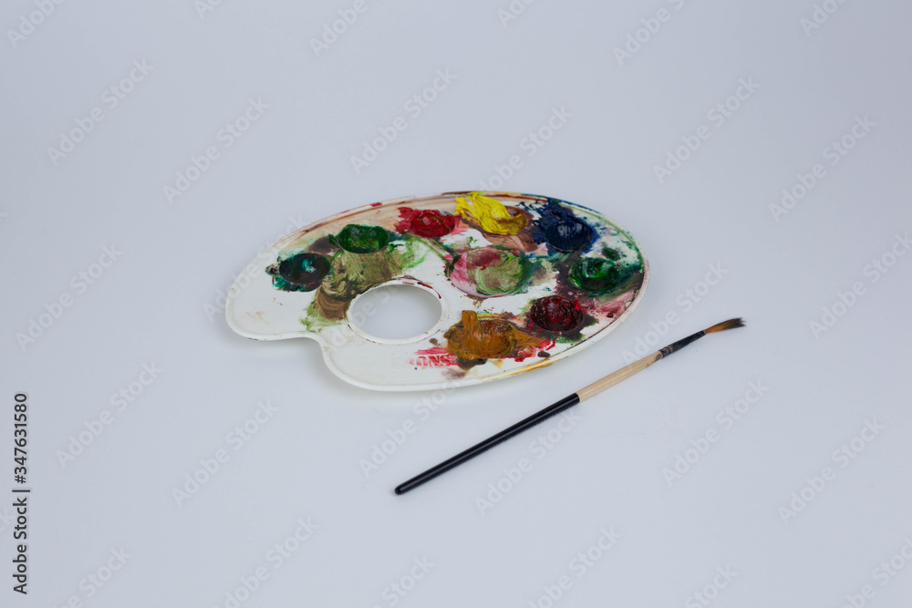 palette and brushes palette and brushes