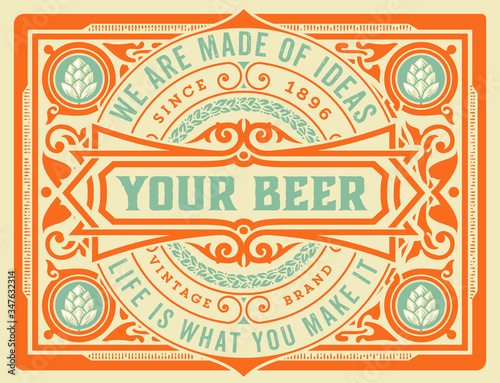 Craft beer vintage label. Vector layered