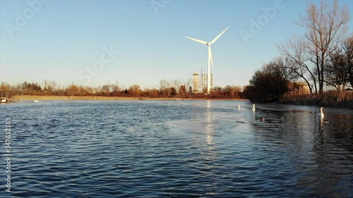 Wallpaper Mural Wind Turbine on a Half Frozen Pond Torontodigital.ca