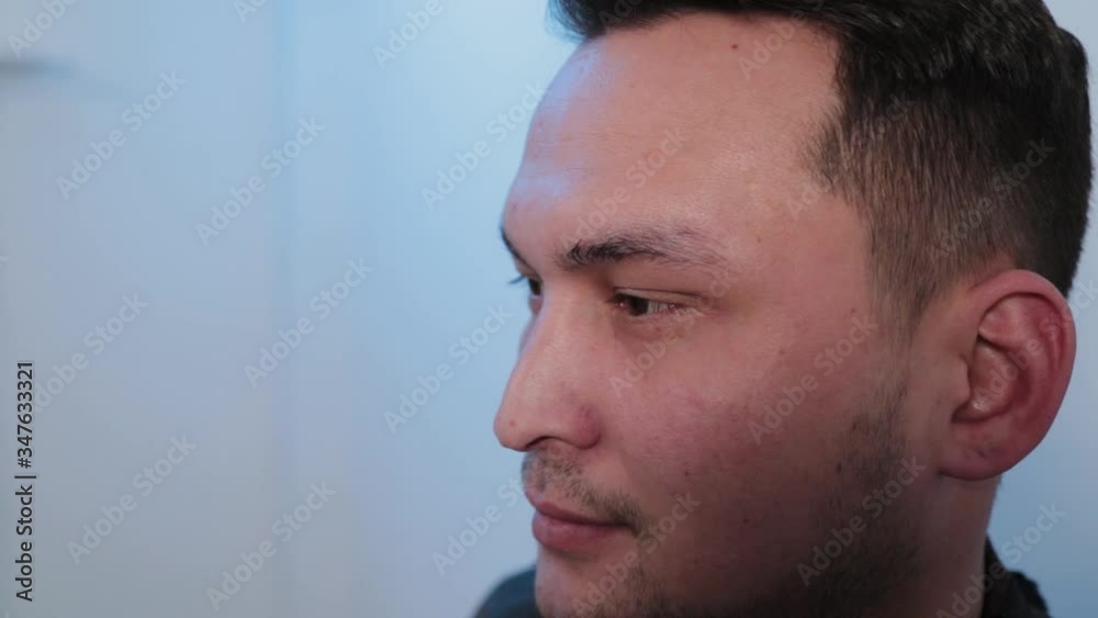 Eyebrow man treats man s eyebrows with special solutions. Eyebrow man treats man s eyebrows with special solutions.