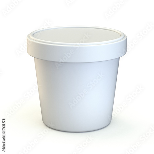 White ice cream tub Front view 3D