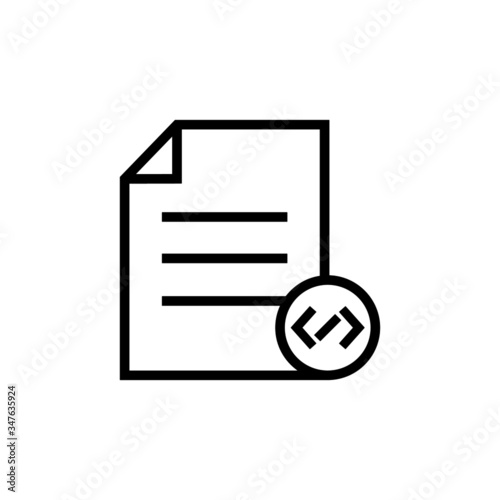 Code coding document file html page programming icon in outline style on white background, Vector icon